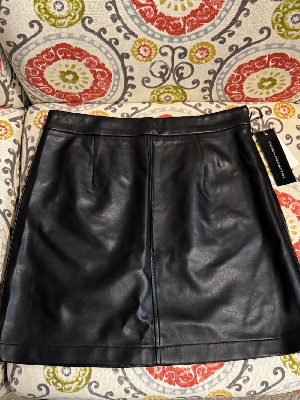 French Connection Black Faux Leather Mini Skirt